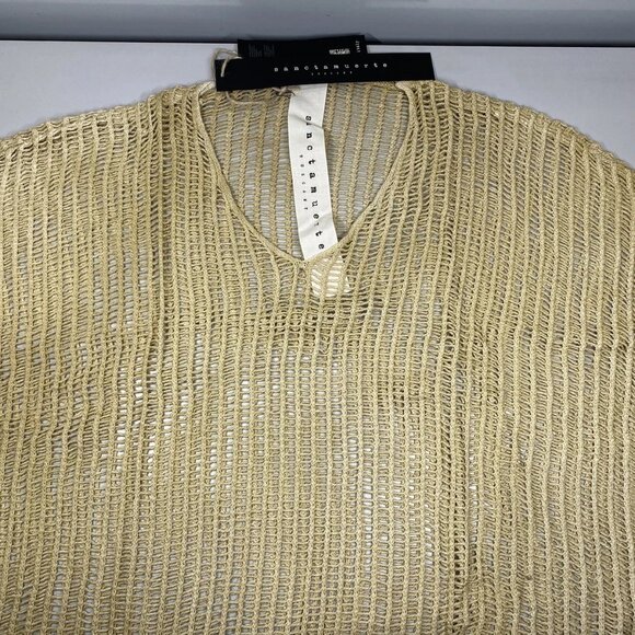 Sanctamuerte Women's Long Mesh Maxi Sweater Size S Sand Shell/Gold – V-Neck, - Picture 6 of 9